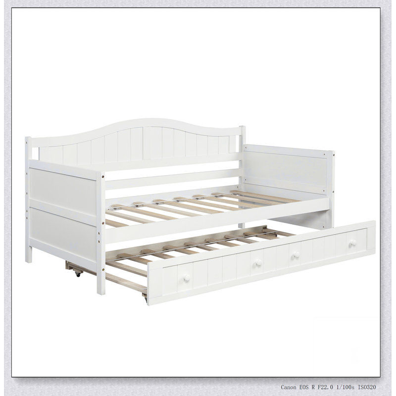 Wooden Daybed With Trundle, Sofa Bed For Bedroom/Living Room