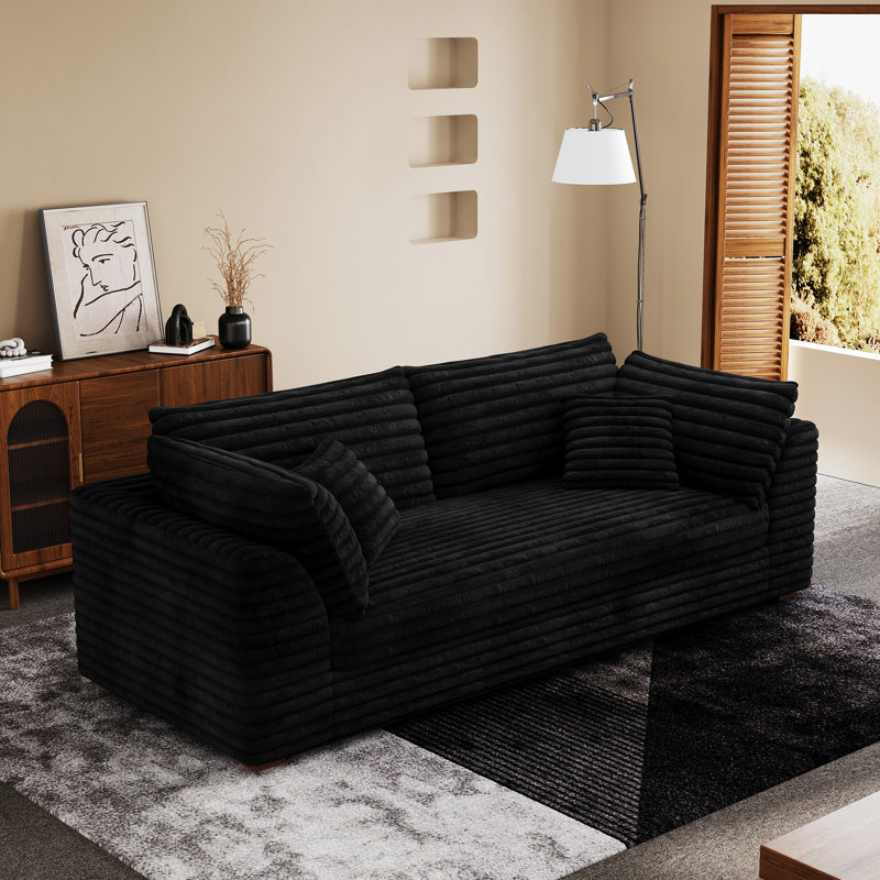 Canapé-lit confortable, Similifourrure noire