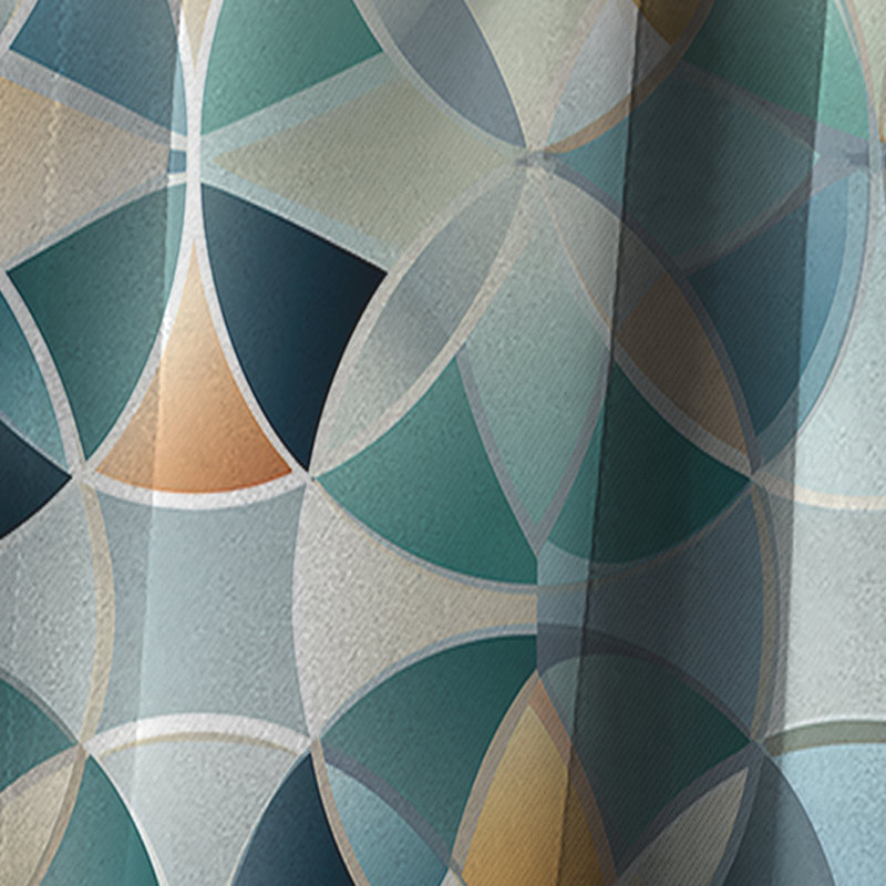 Mosaïque moderne bleue et jaune I - Rideau abstrait - Rideau géométrique occultant - 1 panneaux, L 52 po x L 95 po