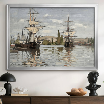 Ships at Rouen-Claude Monet-Framed Gallery Wrapped Canvas-1872