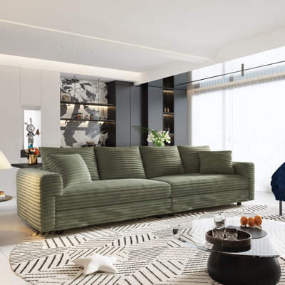 Canapé rembourré en velours côtelé 4 places avec coussins moelleux Modern Living