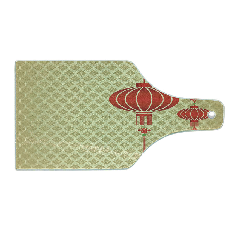 Planche à découper asiatique en verre trempé Ambesonne, motif art baroque chinois, jaune et rouge