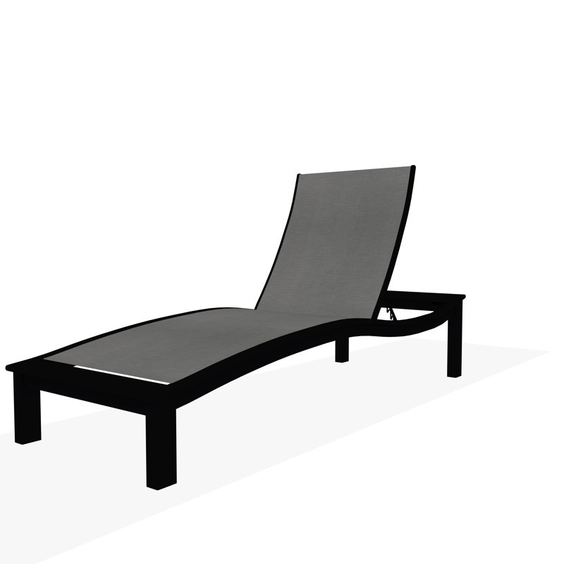 Chaise longue sans accoudoirs en aluminium Bazza Sling, Alliage Sunbrella®, Noir