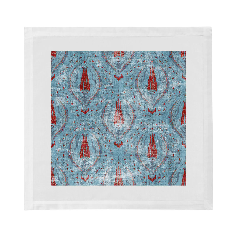 Byzantine Jewel Hemstitch 22" Linen/Cotton Napkin, Blue