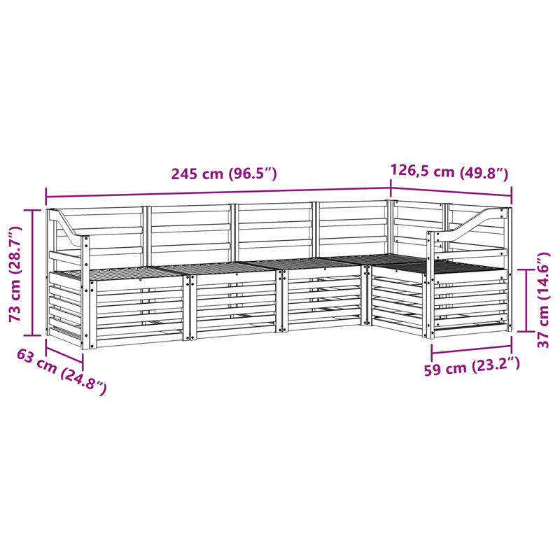 245cm Wide Patio Sectional Set
