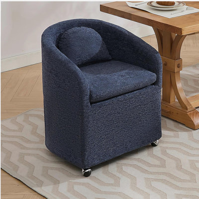 1 ensemble de fauteuils en velours, pour table de salle à manger, avec coussin de dossier et roues universelles, bleu