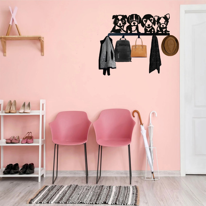 Metal Wall Organizer with Key Hooks