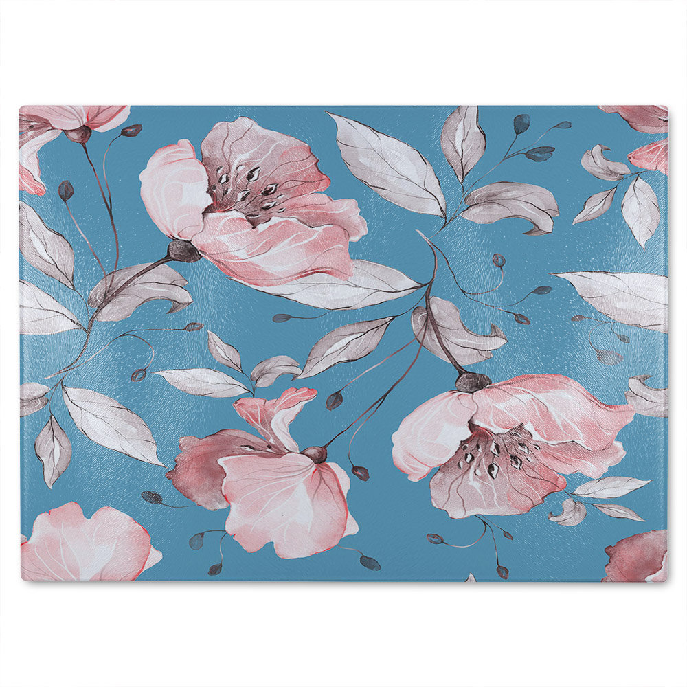 Flowers On Glass Chopping Board