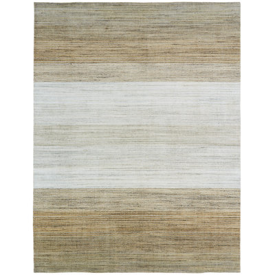 Ivoire en soie/Tapis décoratif brun tissé à la main Maghull