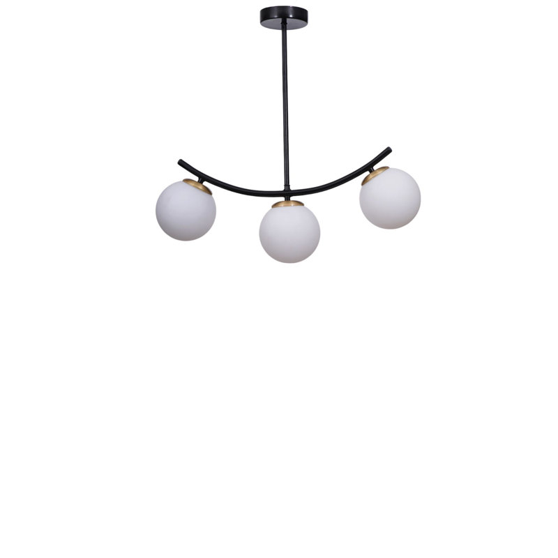 Lustre, Blanc/Noir, 3 niveaux, Trois lumières