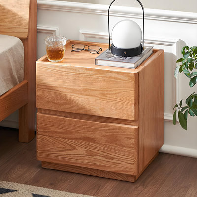 Solid Wood Nightstand Red Oak End Table Rustic Style Bedroom Furniture Storage Cabinet