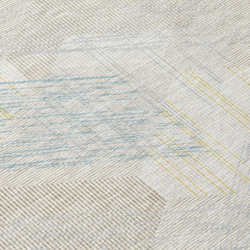 Machine Washable Indoor/Outdoor Chantille ACN2637 Geometric Rug, Ivory, 10' x 14'