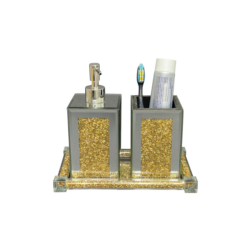 Distributeur de savon carré 3 pièces Ambrose, Or