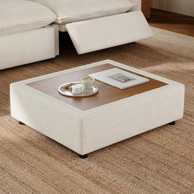 Repose-pieds avec rangement et table basse, tissu