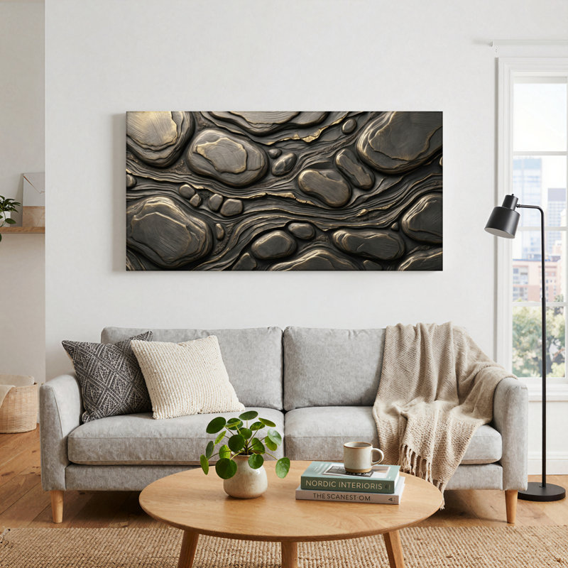 "Stone Texture", reproduction d'art sur toile, ensemble de 1, Toile tendue, L 32 po x H 16 po