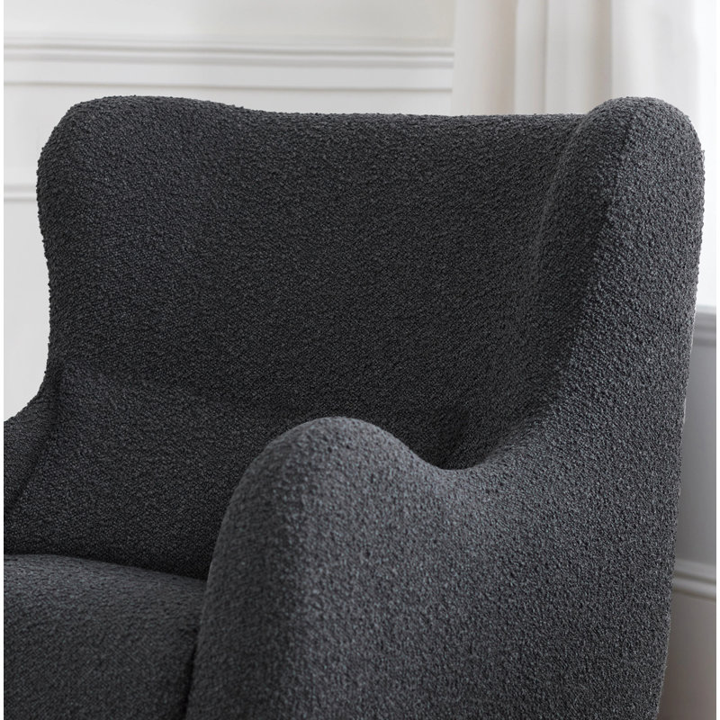 Solstice Swivel Glider in Boucle, Black Boucle