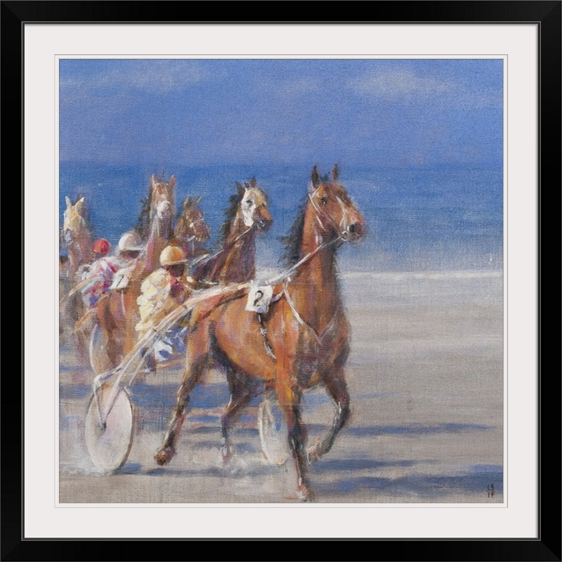 «Damali Trotting Races, Lancieux, Brittany, 2014» par Lincoln Seligman, reproduction d'art, H 38 po x l 38 po x P 1 po