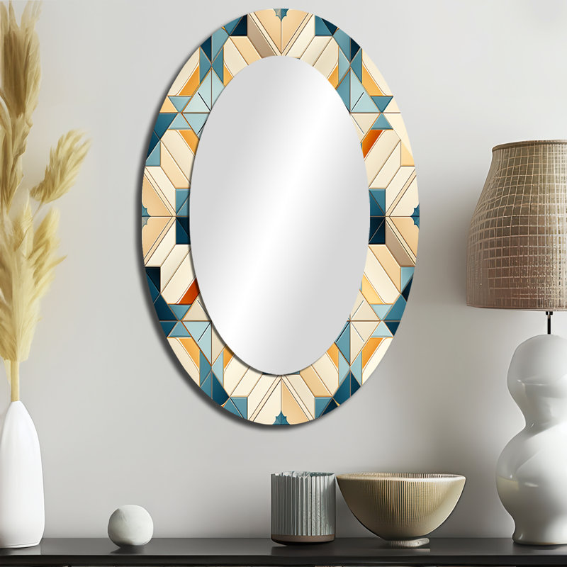 Silber - Miroir décoratif géométrique ovale sur métal, H 36 po x l 24 po