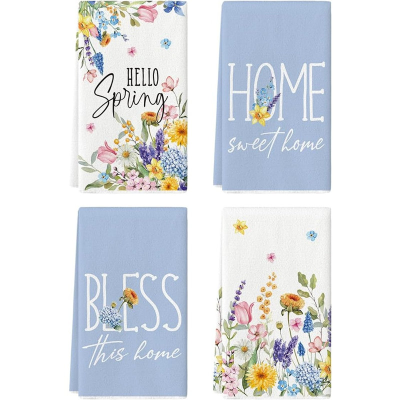 Ensemble de 4 serviettes de cuisine Sweet Home Floral Bless Spring