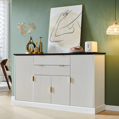 58 inch adjustable shelf side panel cabinet, buffet cabinet with storage compartment, equipped with 2 drawers and 4 doors by Winston Porter