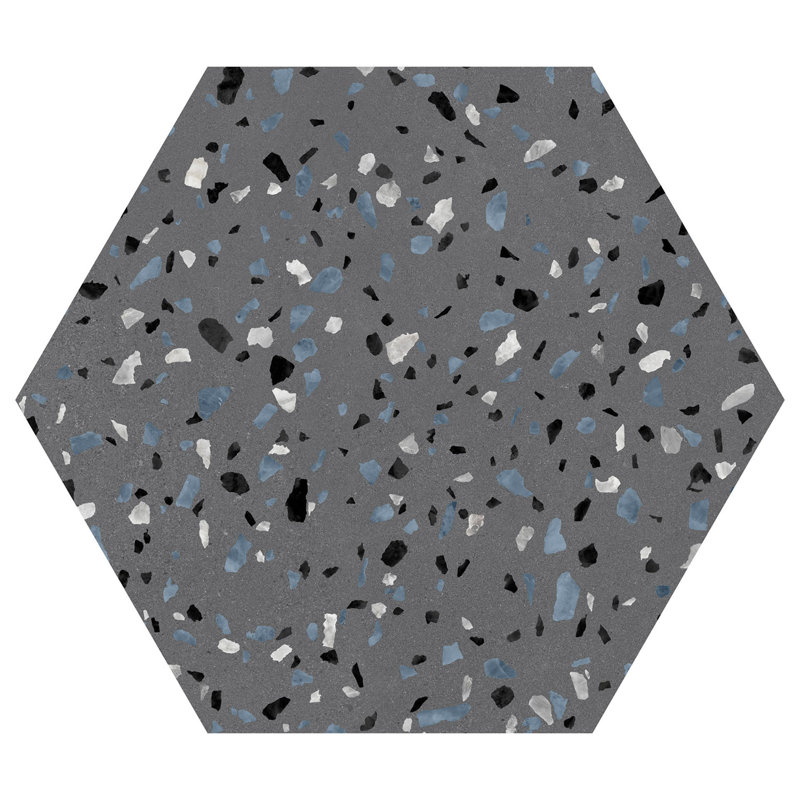 Kallisto 8-in. x 9-in. Hexagon Terrazzo Matte Porcelain Wall & Floor Tile, Pierre Gray