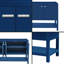 Console fonctionnelle U-Style bleu marine avec rangement à 4 portes et tablette inférieure - conception américaine, L 59,6 po-556371419