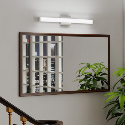 Applique murale à DEL de 33 pouces pour salle de bain, fini nickel brossé, style carré, 18 W, blanc froid 6000 K, à fixer au-dessus du miroir.