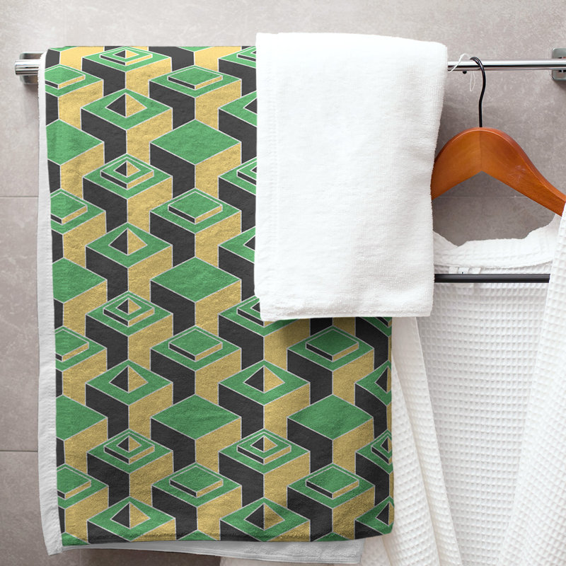 Jordao Bath Towel, Green/Yellow/Black