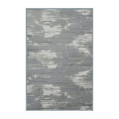 Machine Washable Abstract Blue Area Rug