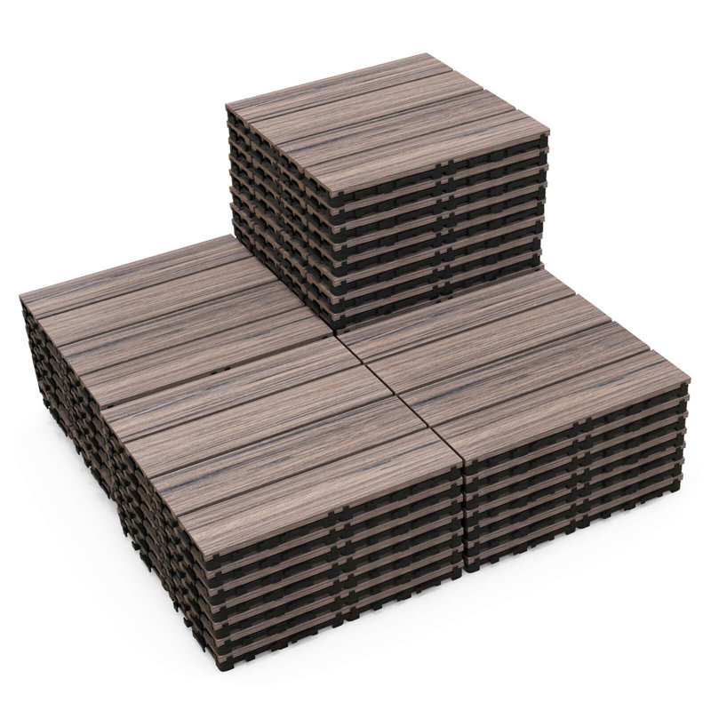 Carrelage de sol antidérapant 36 pièces Costway, Bois gris