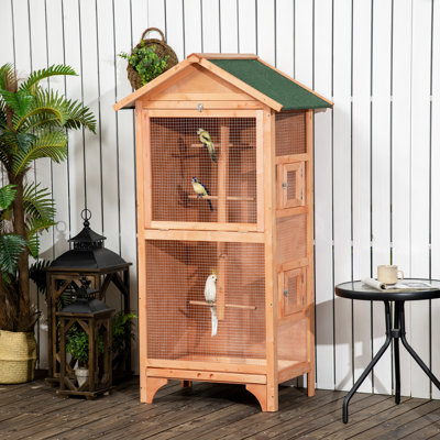 Thanos 62.25'' Wood Pointed Top Flight Cage with Perch