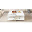 Table basse moderne carrée texturée en marbre avec 4 tiroirs et base suspendue, blanc, 43,3 po