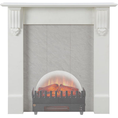 BASKET FLAMME 77cm W White Electric Stove