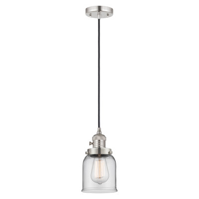 Franklin Restoration - Amberlynn - Mini luminaire suspendu à cordon de 5 po - Interrupteur marche / arrêt - Ampoule DEL - Finition chrome - Abat-jour blanc