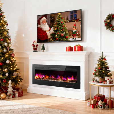 Electric Fireplace Insert, 1500W Wall Mounted & Recessed Fireplace, Freestanding Fireplace Heater With Remote & Touch Panel Control, Adjustable Flame Effect, 12H Timer For Indoor Use
