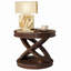 Table de bout ronde en bois rétro, table d'appoint avec base en X pour salle à manger ou salon en famille-735801765