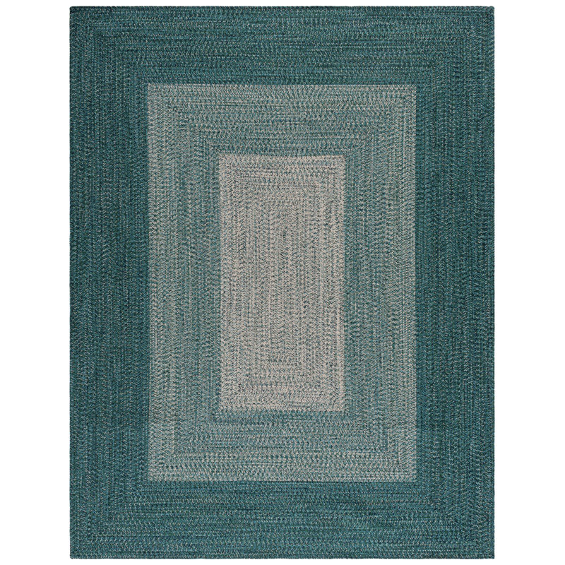 Tapis d'extérieur tressé tissé à la main sans motif, Rectangulaire 8 pi x 10 pi