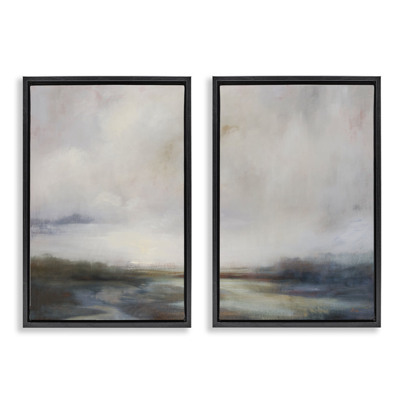 «Moody Clouds Landscape», ensemble de 2 toiles flottantes encadrées par Simon Addyman, H 25 po x l 17 po