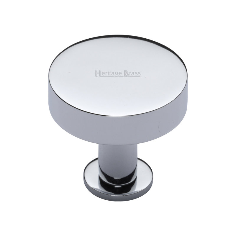 Heritage Brass Heritage Cabinet Knob Disc Design with Base, 3.2cm H x 3.2cm W x 3.2cm D, Polished Chrome