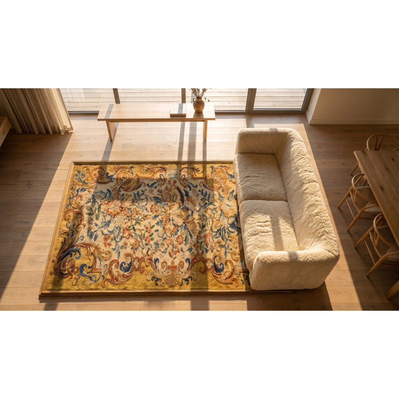 Antique French Allover Floral Flat Weave Rug