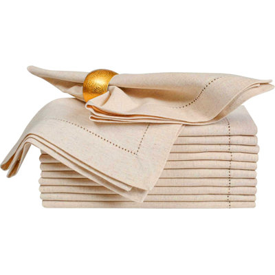 Natural Flax Cotton Linen Dinner Napkins Set of 12, 20 x 20 Inch