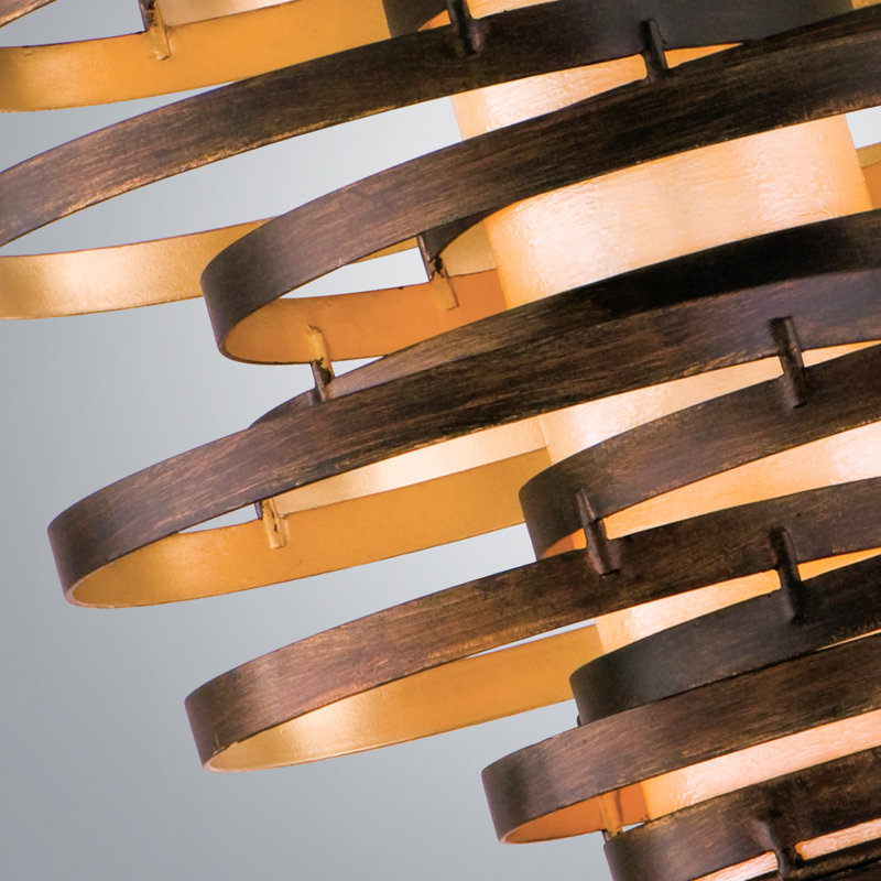 Vertigo 30" Bronze and Gold Leaf Crystal Pendant Light