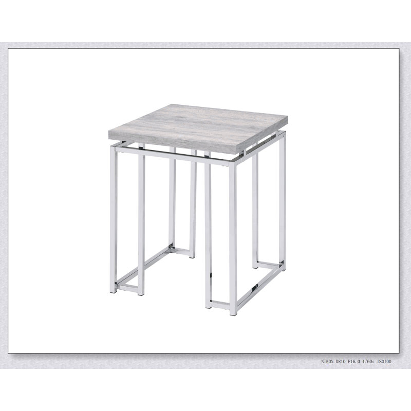Table de bout en chêne naturel et chrome Chafik