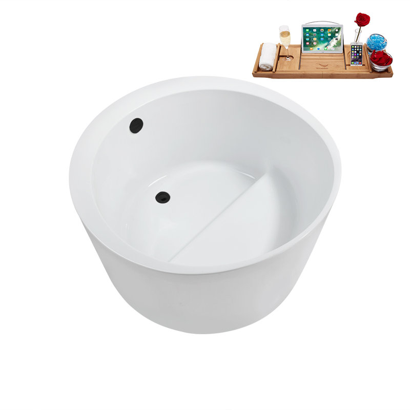 43.3'' x 43.3'' Soaking Acrylic Bathtub, Matte Black
