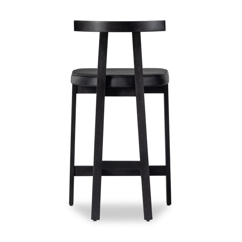 Easah Leather Bar & Counter Stool, Bar Stool (30” Seat Height), Black