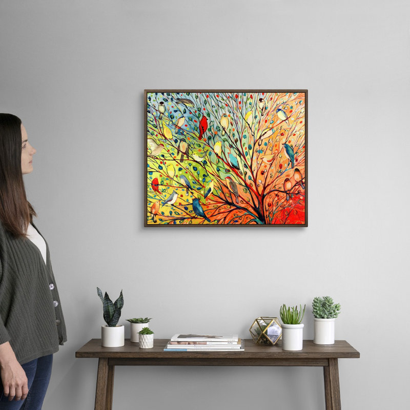 «Twenty Seven Birds», reproduction d'impression, Impression encadrée sans passe-partout, H 22 po x l 26 po, Noyer