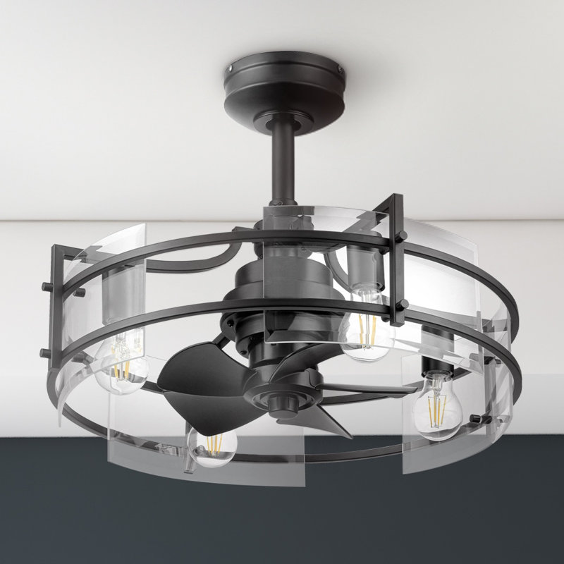 Padfield 22" Matte Black Fandelier with Integrated LED With Color Changing Technology