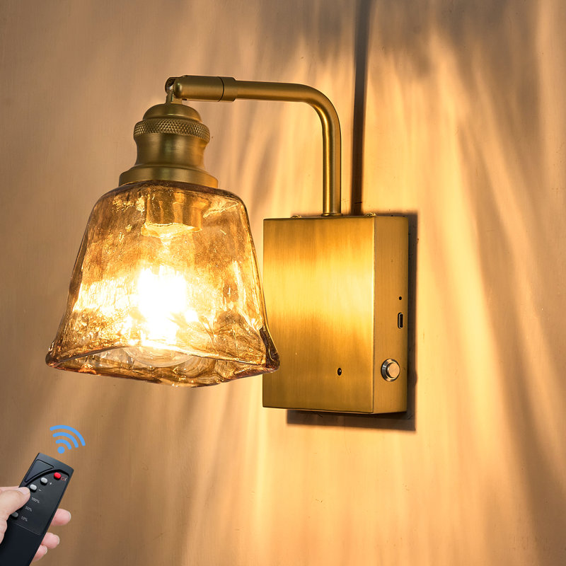 Vintage Wireless Rechargeable Armed Sconce with Remote and Bulb