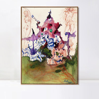 Impression giclée sur toile encadrée, série n° 031, par Salvador Dali. Décoration murale idéale pour le salon, la maison ou le bureau (cadre mince couleur bois, 61 x 81 cm).