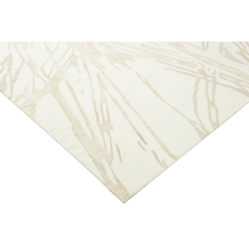 Hand Knotted Area Rug in White, Rectangle 8' x 10'